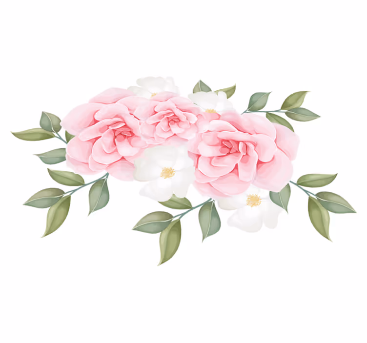 Vinyltæppe til soveværelse med elegante blomster i pink - TenStickers