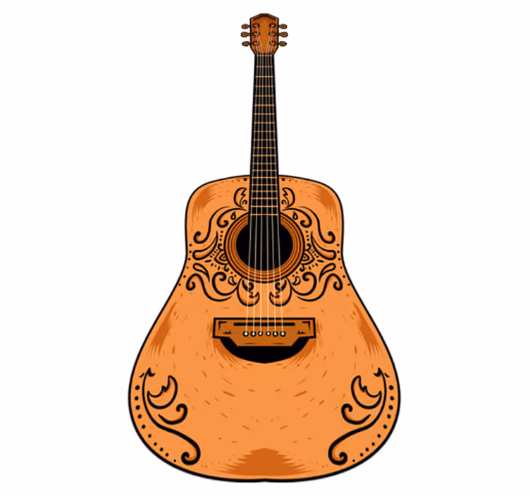Vinyltæppe til soveværelse orange guitar - TenStickers