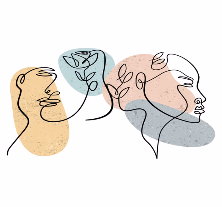 Vinyltæppe til soveværelse med kvindefigurer i line art - TenStickers