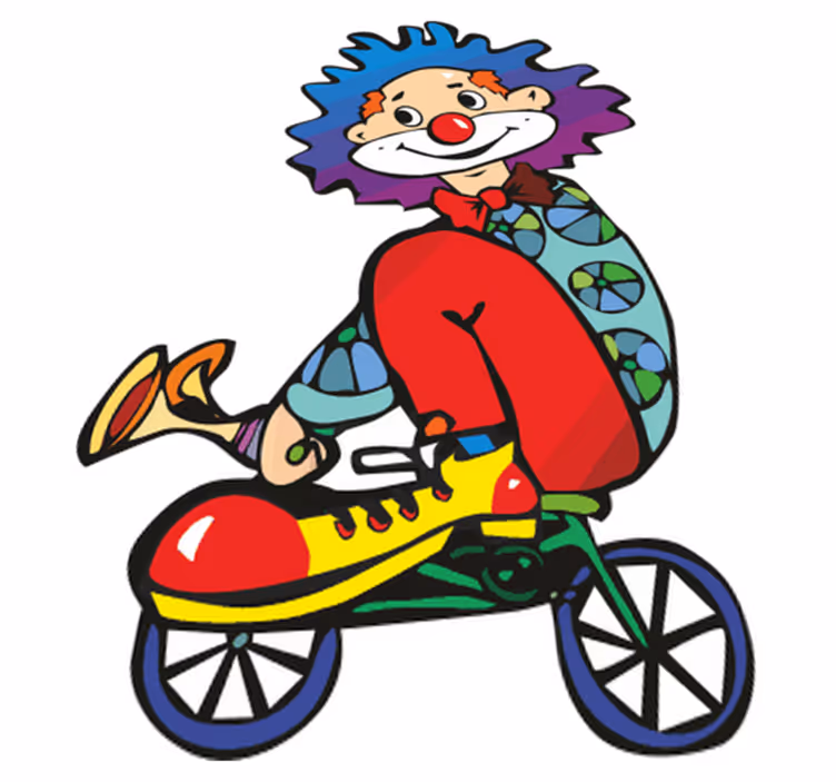 Tæppe til børneværelse med klovn på cykel - TenStickers