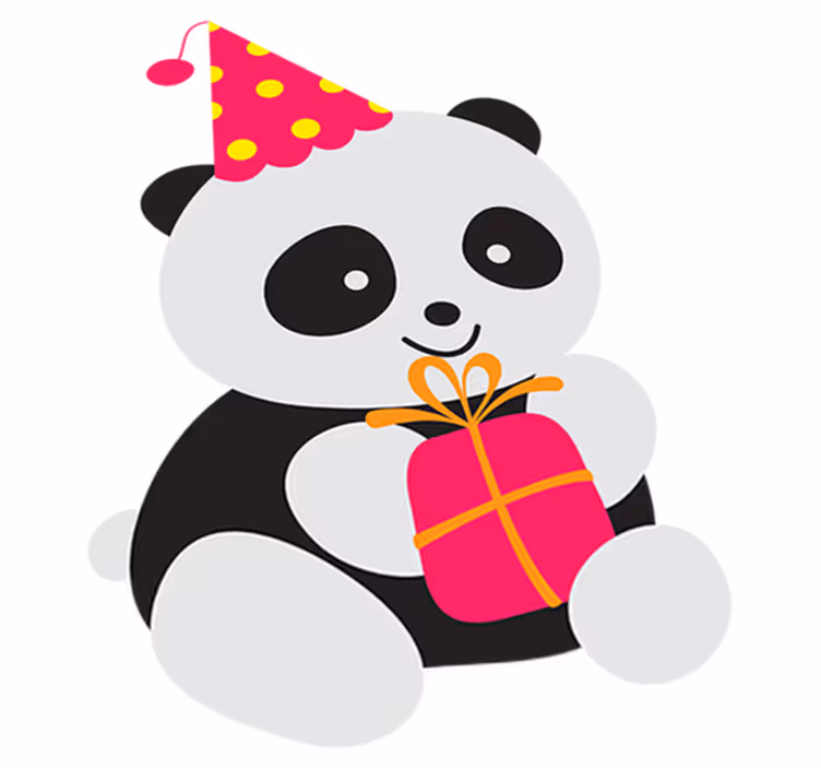 Tæppe til børneværelse baby panda med gave - TenStickers