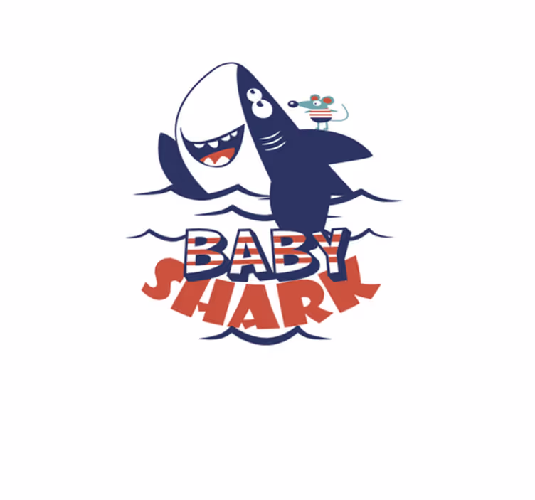 Tæppe til børneværelse med baby shark motiv - TenStickers