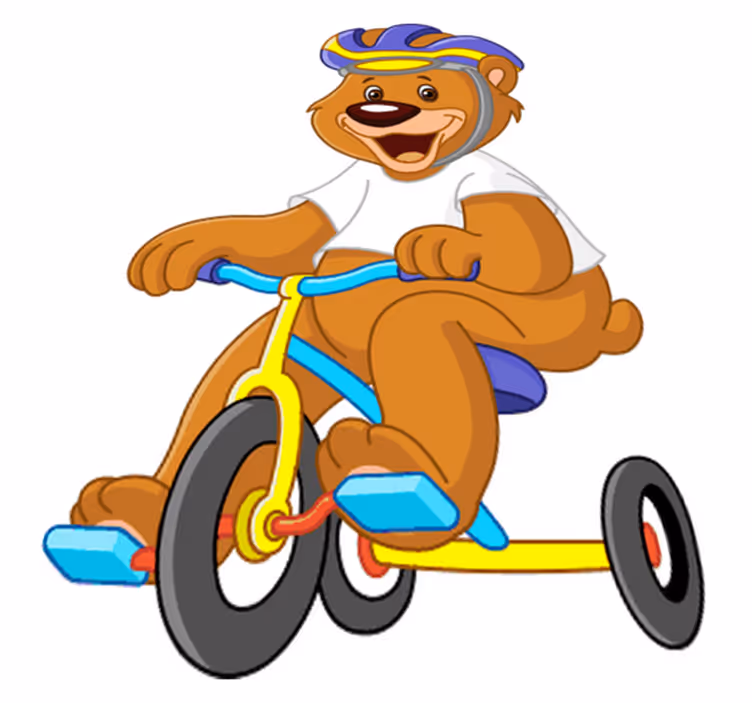 Tæppe til børneværelse med cykler og bjørne - TenStickers