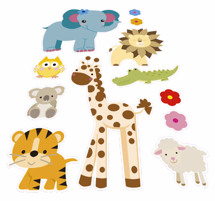 Tæppe til børneværelse med jungleklistermærker - TenStickers