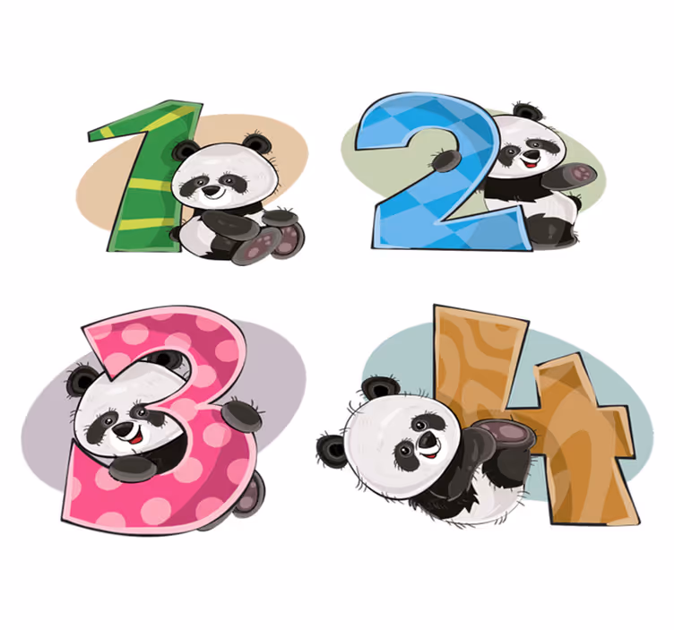 Tæppe til børneværelse med 4 pandaer - TenStickers