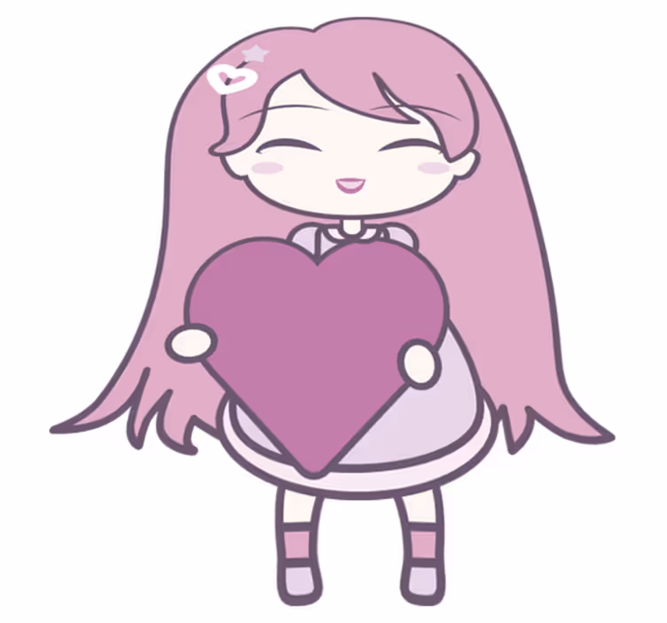 Tæppe til børneværelse med animepige der bringer kærlighed - TenStickers