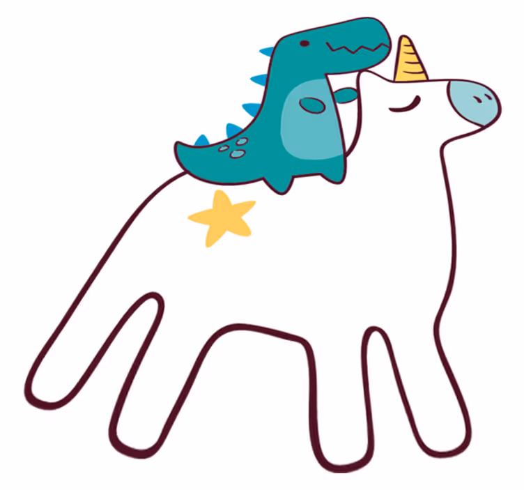 Tæppe til børneværelse med enhjørning og dinosaur design - TenStickers