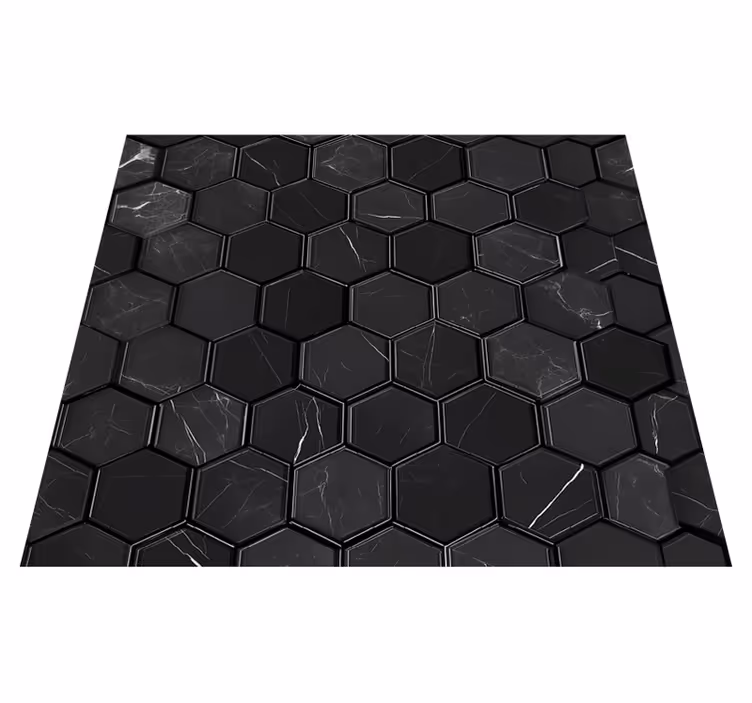Vinyl tæppe til badeværelset hexagon sort - TenStickers