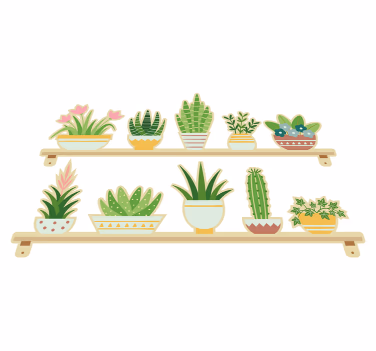 Køkken tæpper cactus plante sæt hylde - TenStickers