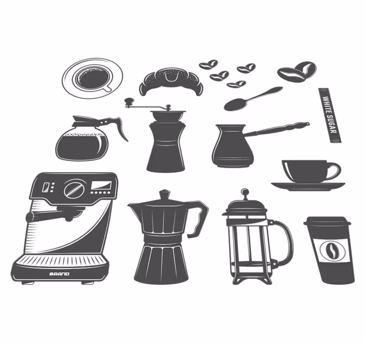 Køkken tæpper kaffe sæt menu - TenStickers