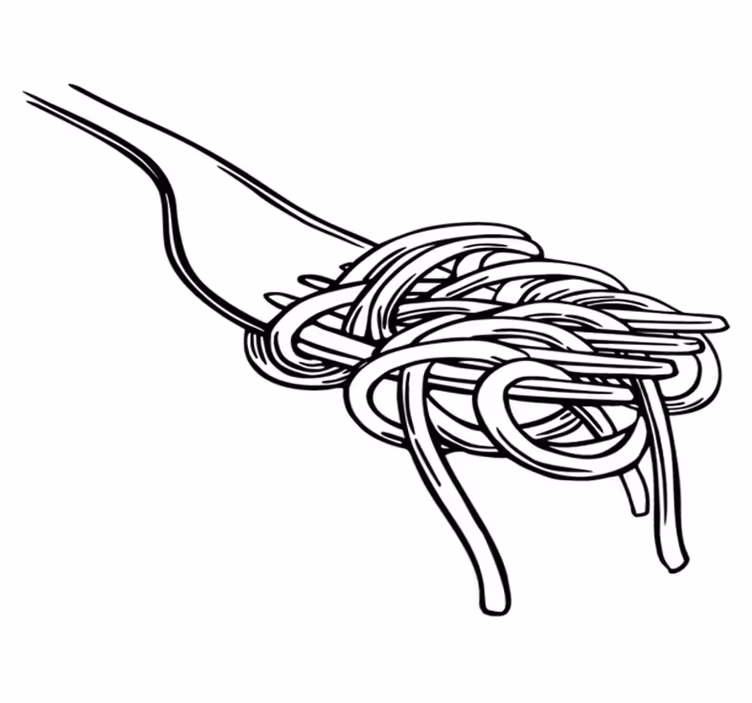 Køkken tæpper med spaghetti gaffel gravyr stil - TenStickers