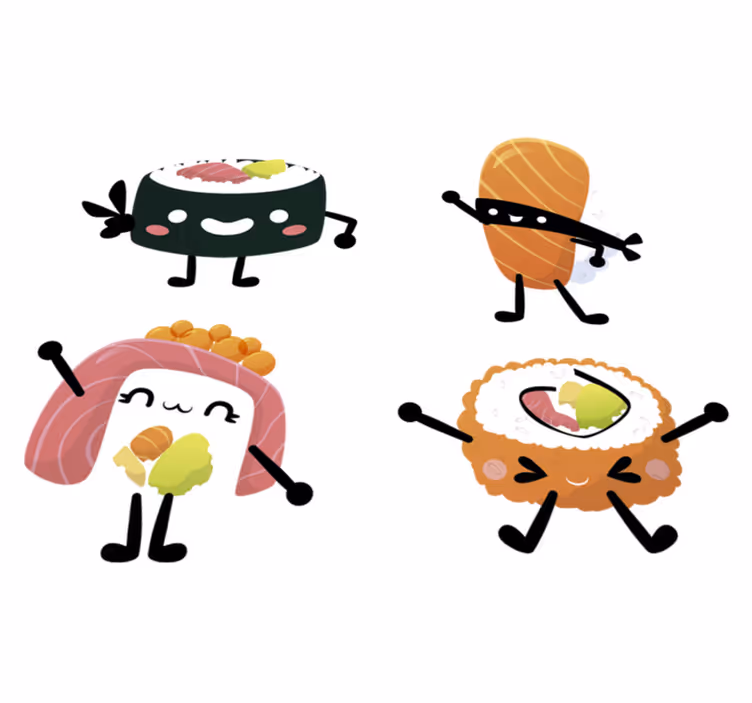 Køkken tæpper med kawaii sushi design - TenStickers