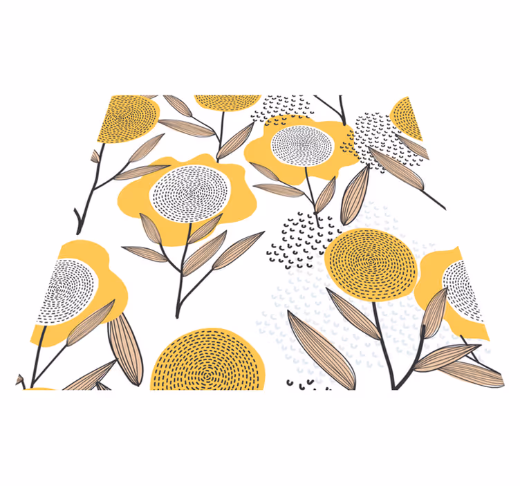 Køkken tæpper med gult abstrakt blomsterdesign - TenStickers