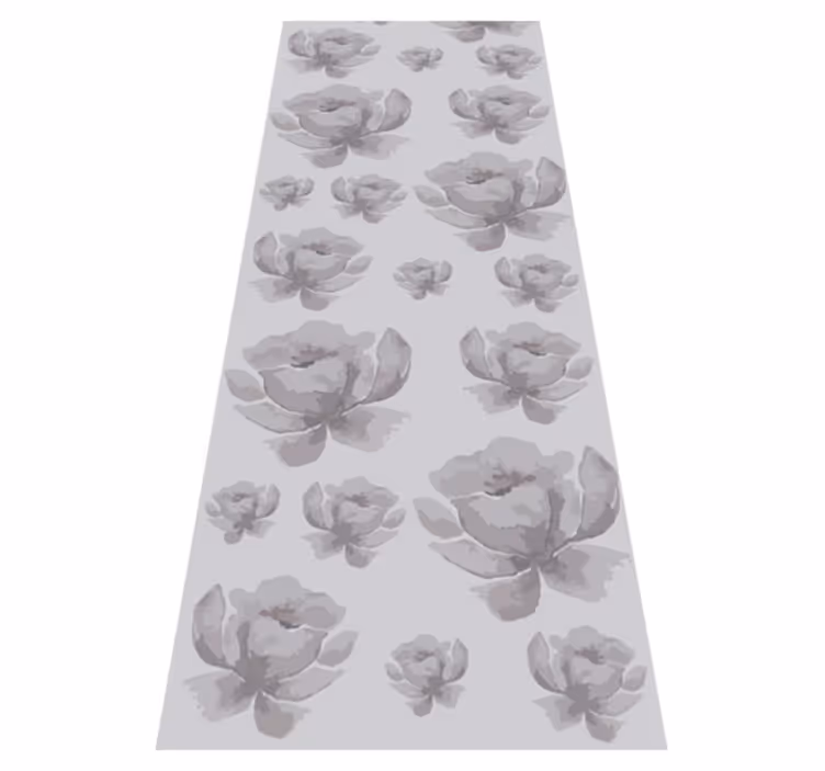 Vinyltæppe til soveværelse gråt 80'er blomsterdesign - TenStickers