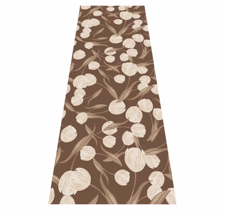 Vinyltæppe til soveværelse med elegant beige tulipanmønster - TenStickers