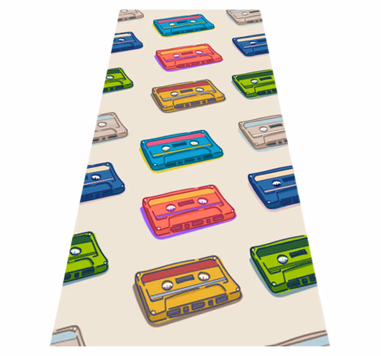 Vinyltæppe til soveværelse med retro kassettebånd mønster - TenStickers