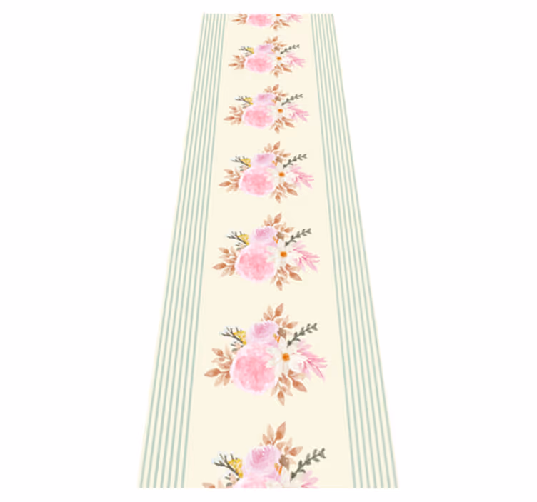 Vinyltæppe til soveværelse med blomsterstriber i fransk stil - TenStickers
