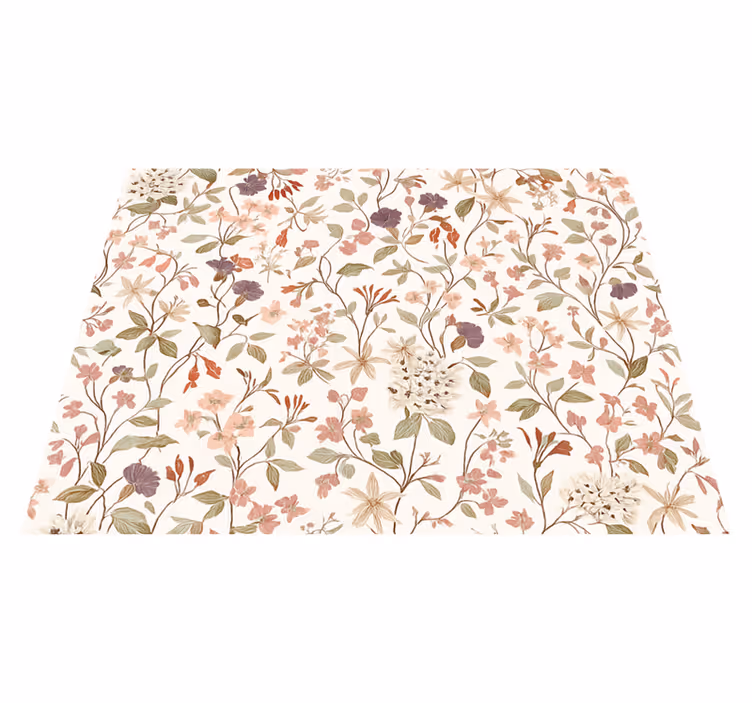 Vinyltæppe til soveværelse med pink blomstermotiv - TenStickers