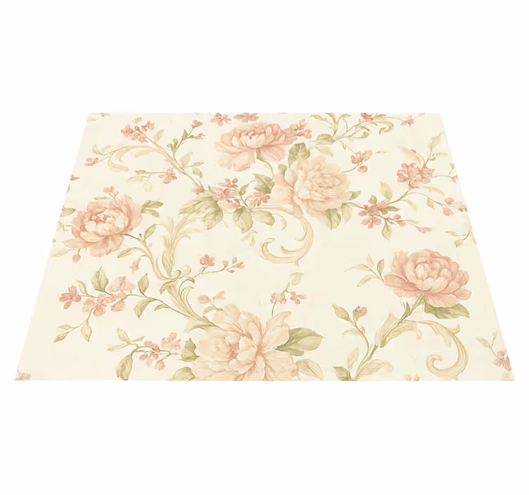 Vinyltæppe til soveværelse lys pink vintage blomster mønster - TenStickers