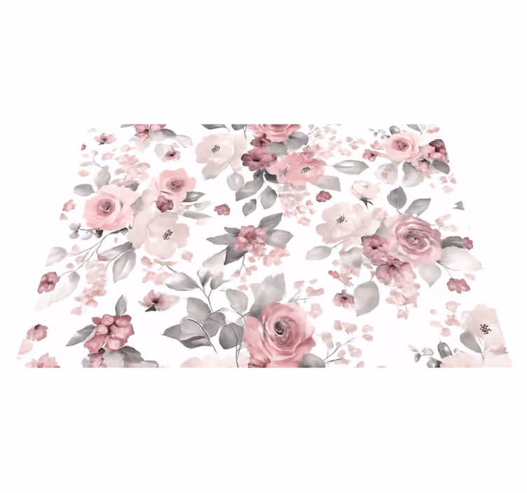 Vinyltæppe til soveværelse gråt delikat blomsterdesign - TenStickers