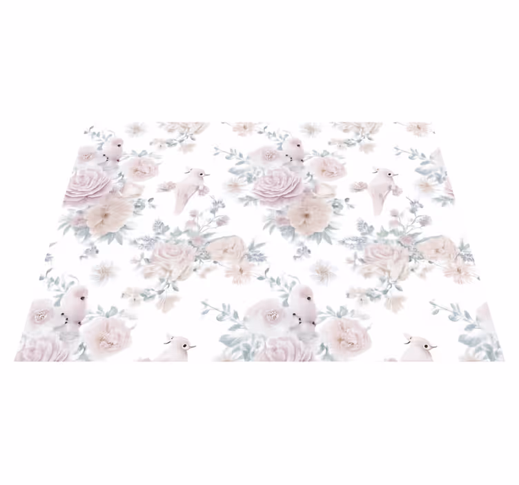 Vinyltæppe til soveværelse gråt elegant blomstermotiv - TenStickers