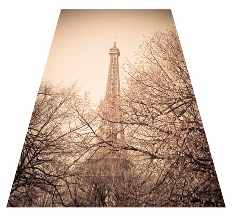Vinyltæppe til soveværelse med eiffel tårn og træer - TenStickers