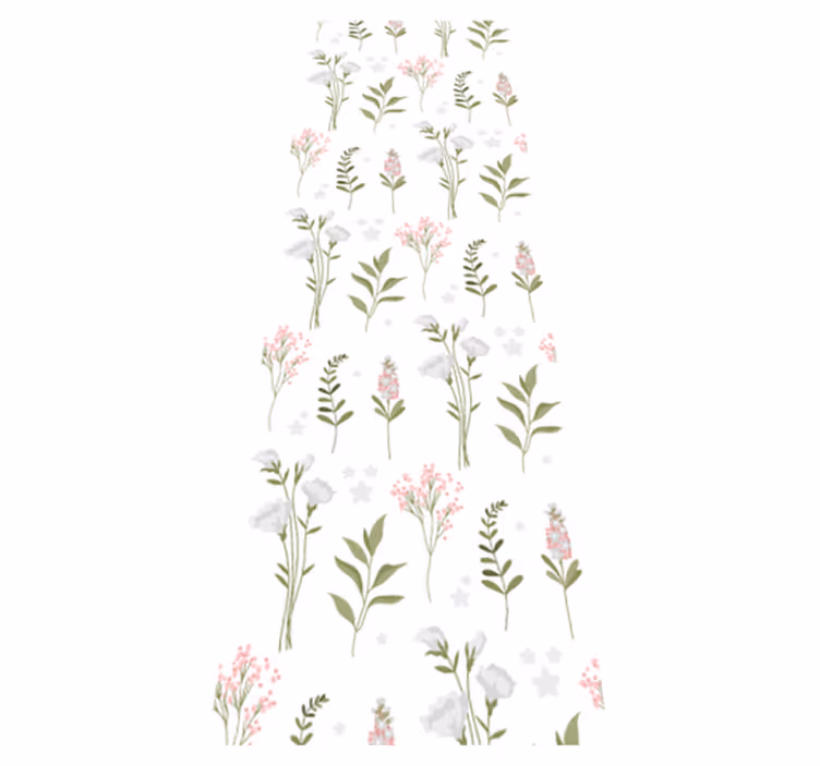 Vinyltæppe til soveværelse med minimalistisk blomsterdesign - TenStickers