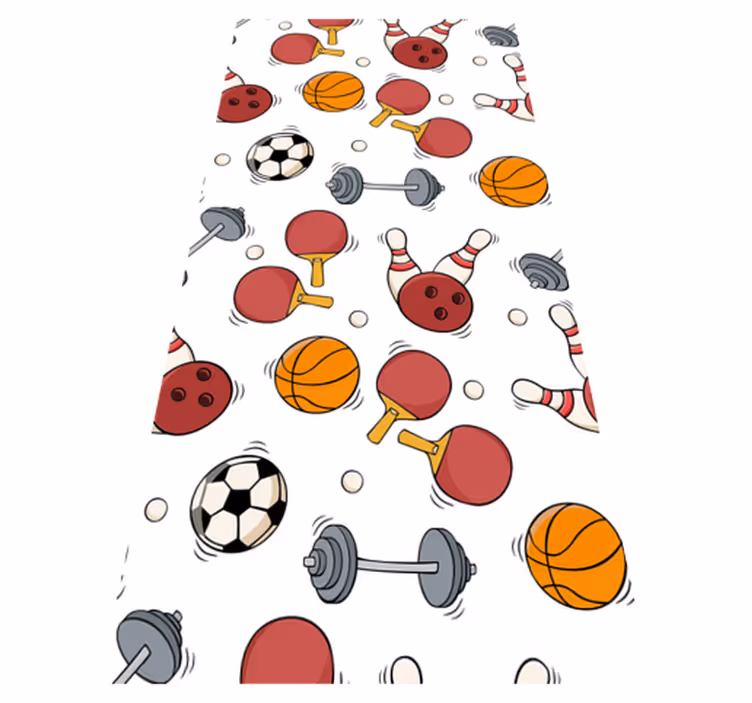 Vinyltæppe til soveværelse med doodle sportsudstyr - TenStickers