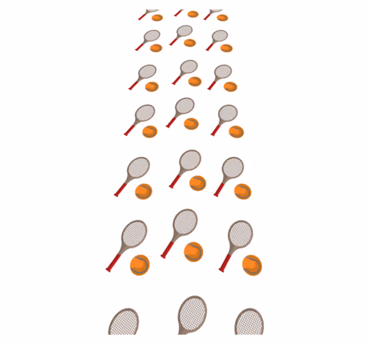 Vinyltæppe til soveværelse med orange tennisrackets - TenStickers