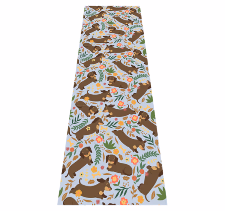 Vinyltæppe til soveværelse med dachshund og blomster mønster - TenStickers