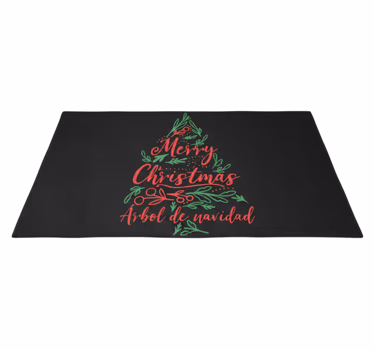 Vinyltæppe til soveværelse juletræ merry christmas - TenStickers