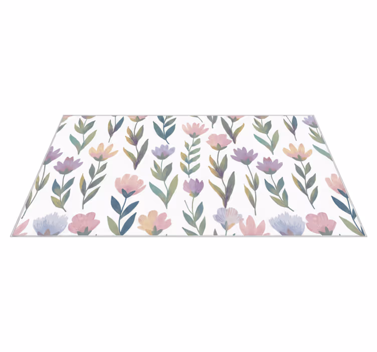 Vinyltæppe til soveværelse med nordisk blomsterdesign - TenStickers