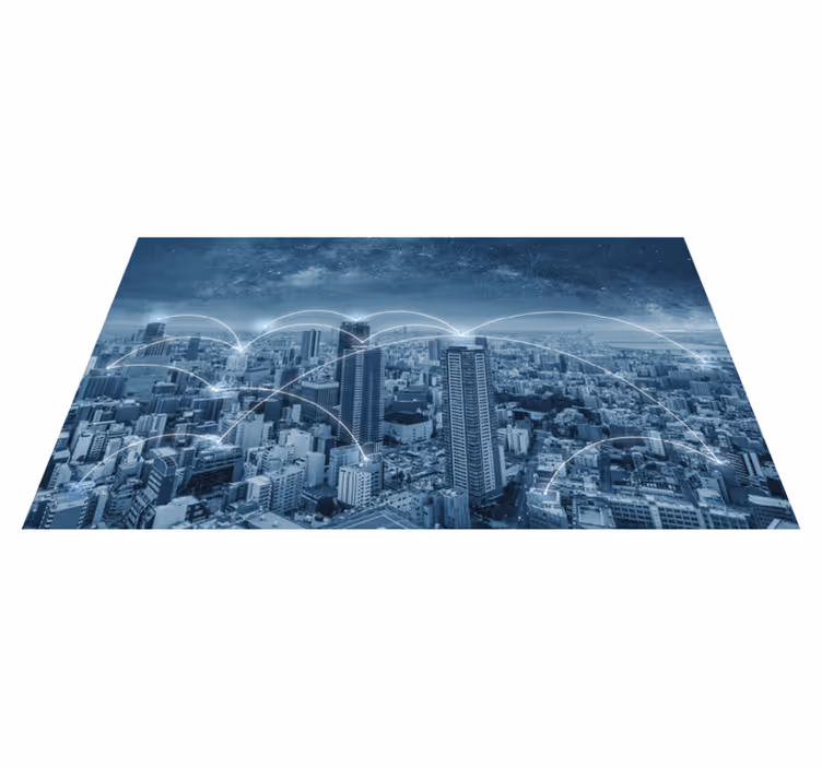Vinyltæppe til soveværelse med skyline motiv - TenStickers