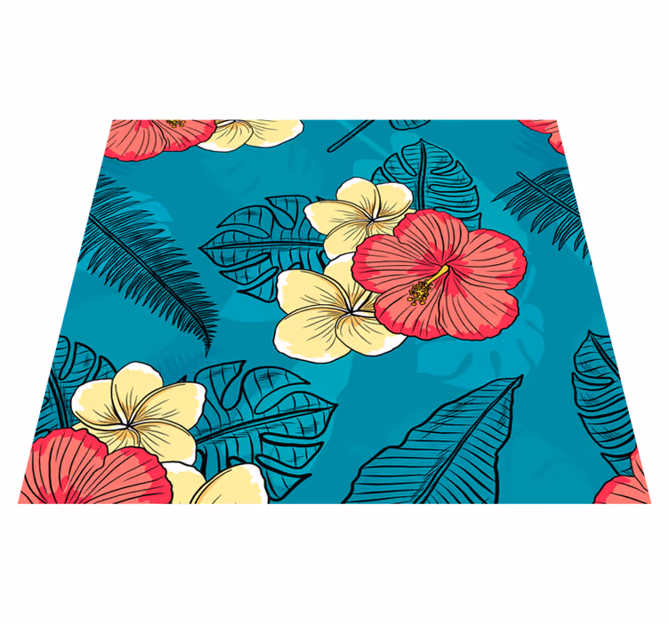 Natur vinyl tæppe med hawaiianske blomster - TenStickers
