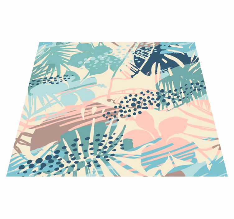 Natur vinyl tæppe med planter blomster og prikker - TenStickers
