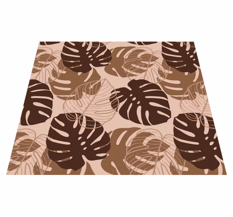 Natur vinyl tæppe i brun tone monstera deliciosa - TenStickers