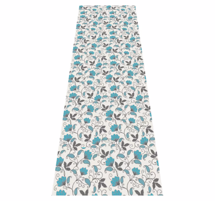 Teal lotusblomst natur vinyl tæppe - TenStickers