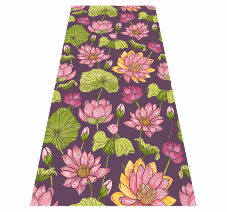Natur vinyl tæppe lotusblade og blomster - TenStickers