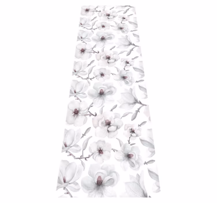Natur vinyl tæppe med elegant gren og magnolia blomst - TenStickers
