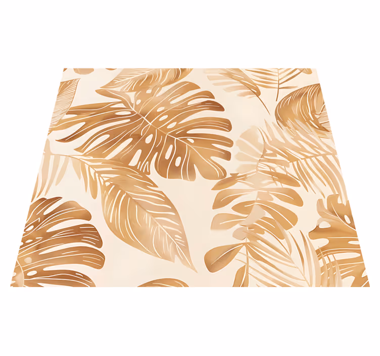Natur vinyl tæppe beige store bladmønster - TenStickers