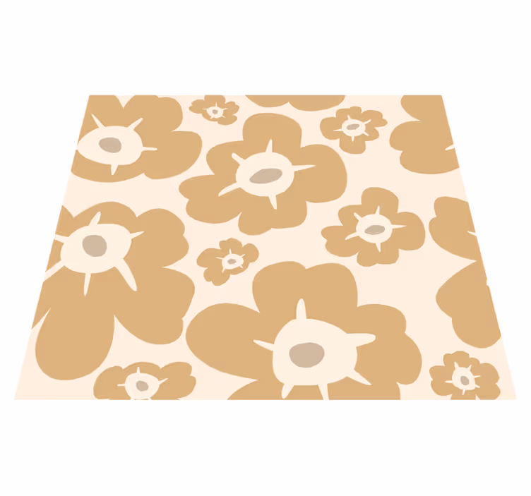 Natur vinyl tæppe beige valmuer - TenStickers