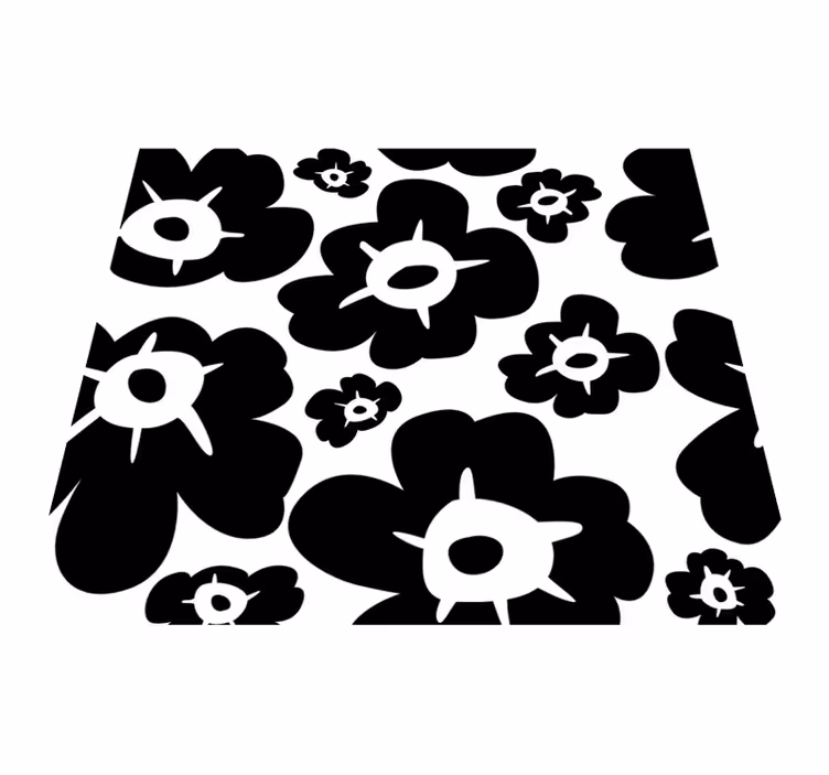 Natur vinyl tæppe sort valmue - TenStickers