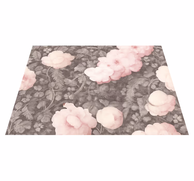 Natur vinyl tæppe vintage linned blomst - TenStickers