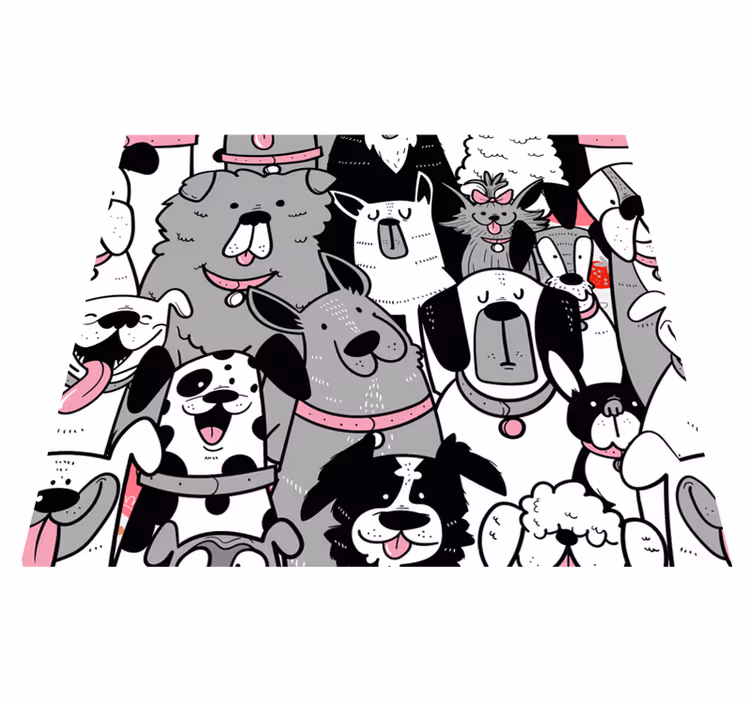 Vinyltæpper med dyr wallpaper til børn med hunde konturer - TenStickers