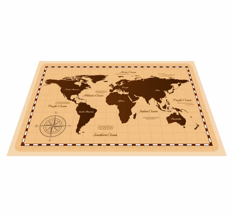 Atlas verdenskort vinyl tæppe - TenStickers