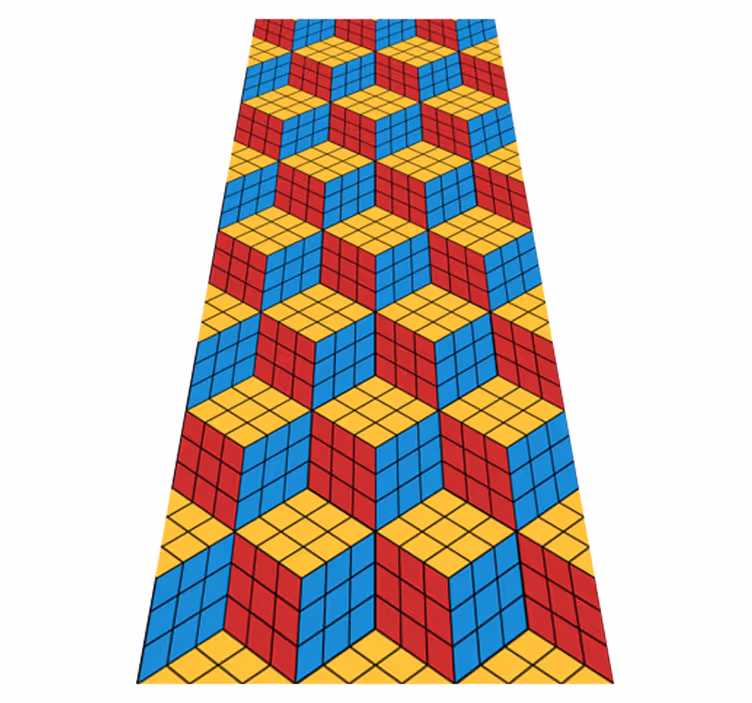 Vintage vinyl tæppe rubik terning original mønster - TenStickers
