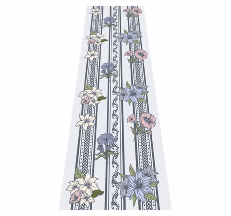Vintage vinyl tæppe med blomsterstriber design - TenStickers