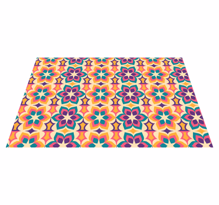 Vintage vinyl tæppe med 70'er blomster - TenStickers