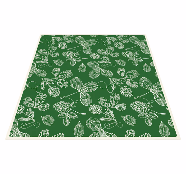 Vintage vinyl tæppe med grøn magnolia gren mønster - TenStickers