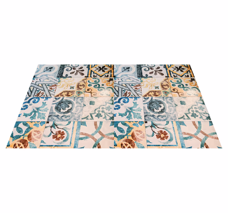 Vintage vinyl tæppe med retro mosaikmønster - TenStickers